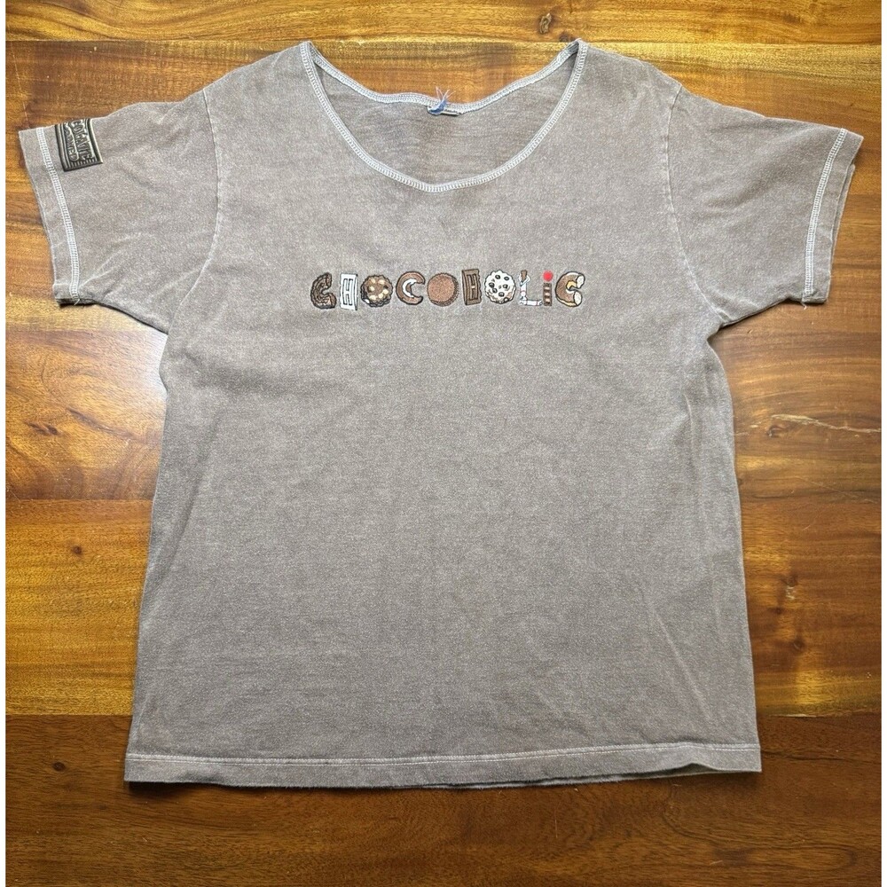 Vintage Y2K Crazy Shirts Hawaii Chocolate Dyed Chocoholic Tee Women Medium Brown